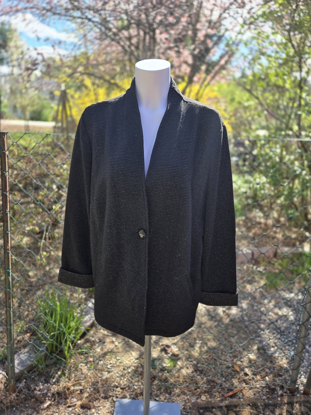 Chico's Black Open-Front Single-Button Jacket Size 3X